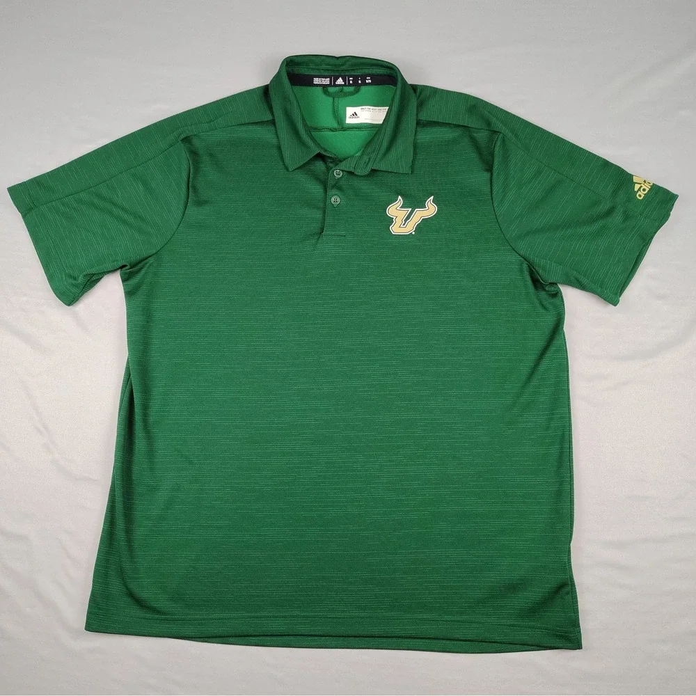 Adidas USF Bulls Polo Shirt Men's XL Green South Florida Golf Performance NCAA
